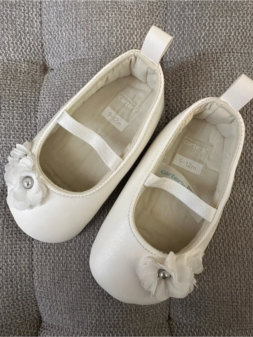Carter's White Floral Mary Jane Baby Shoes